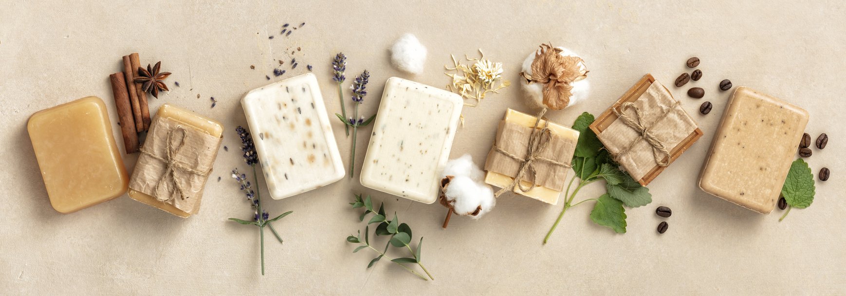 Natural Soap Bars and Ingredients